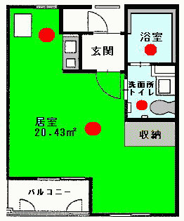 イラスト：河辺松渕単身特定住宅の間取り図
