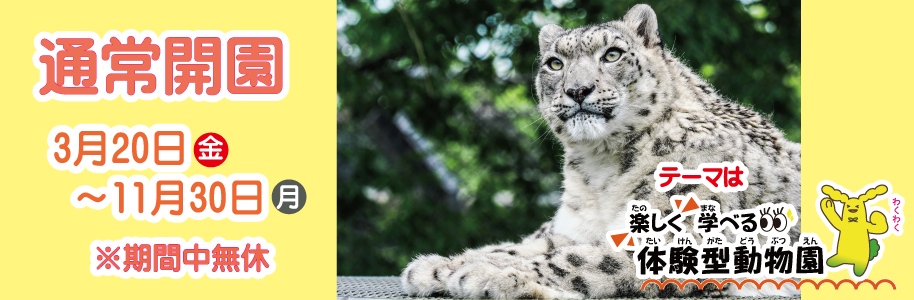 通常開園は3月20日（金曜日）から11月30日（月曜日）まで