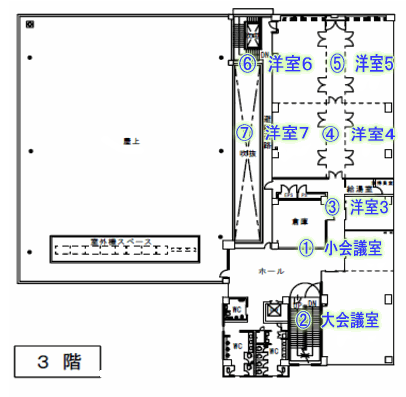 イラスト：西部市民サービスセンターの3階平面図