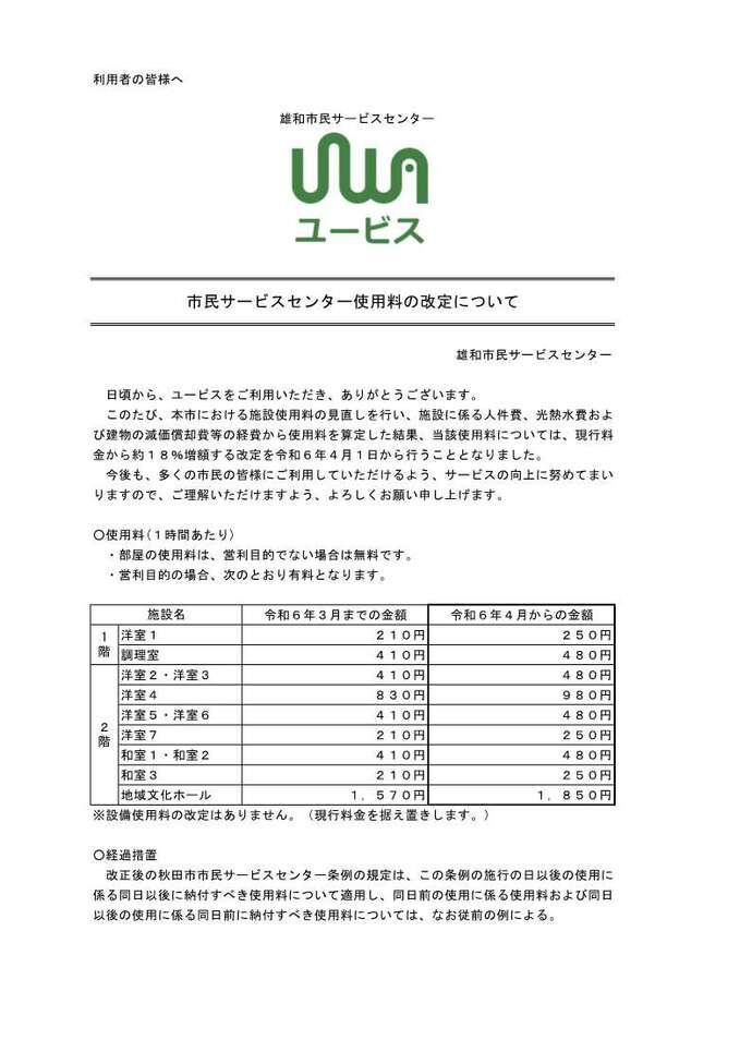 使用料改定