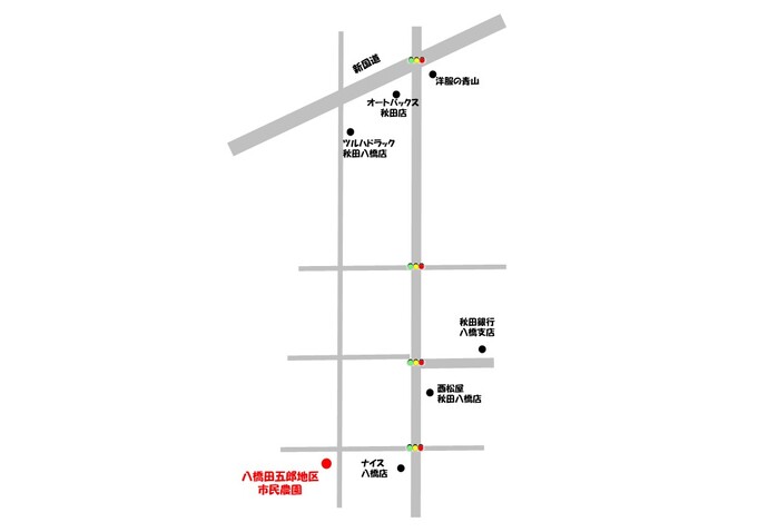 イラスト：八橋田五郎地区無料市民農園　地図