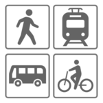 イラスト：徒歩、電車、バス、自転車