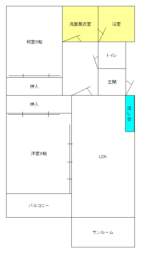 イラスト：外旭川Eタイプの間取り図