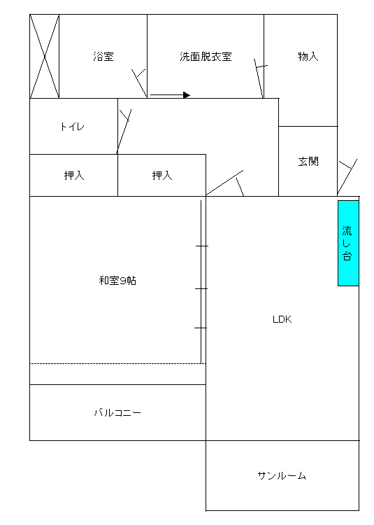 イラスト：外旭川Fタイプの間取り図