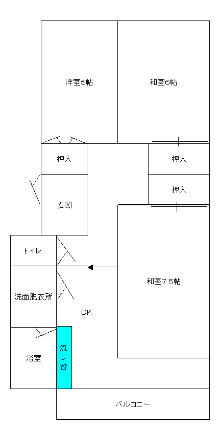 イラスト：牛島Aタイプの間取り図