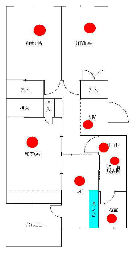 イラスト：牛島Bタイプの間取り図