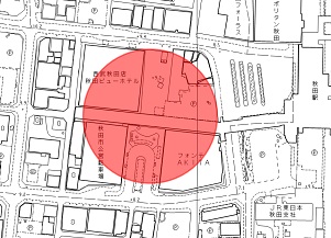 イラスト：秋田駅前地区位置図