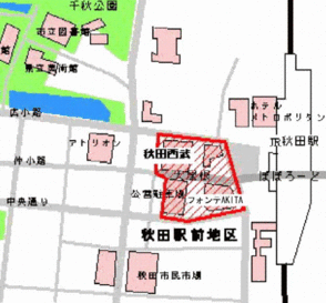 秋田駅前地区を表す図面