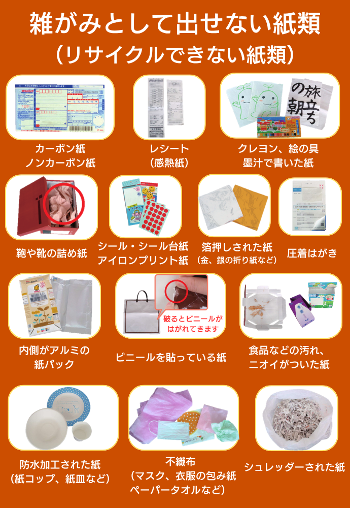 リサイクルできない紙類
