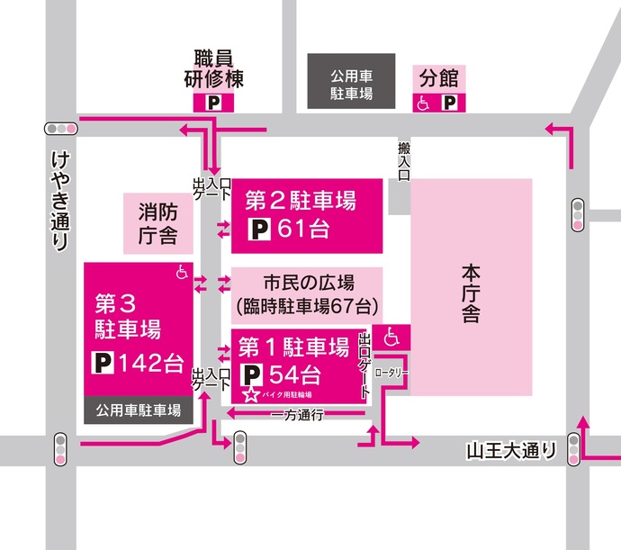 本庁舎駐車場案内図