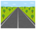 道路と街路樹のイラスト