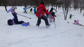 写真：新雪の坂を下る様子