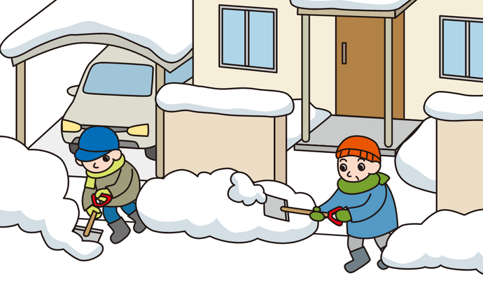 写真:玄関先の雪よせの様子