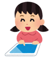 タブレットを操作するこども